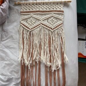 Handcrafted Cream and Brown Macrame Wall Hanging